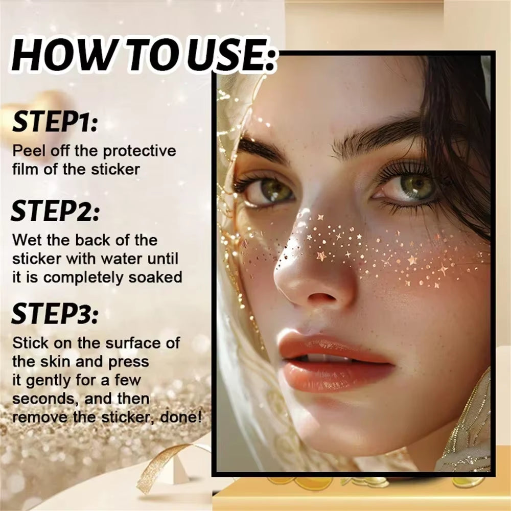 Instant Glow: 6-Piece Hot Stamping Metallic Freckle Makeup Patches