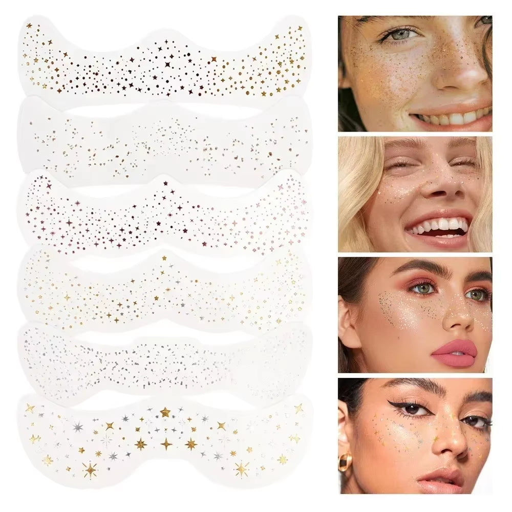 Instant Glow: 6-Piece Hot Stamping Metallic Freckle Makeup Patches
